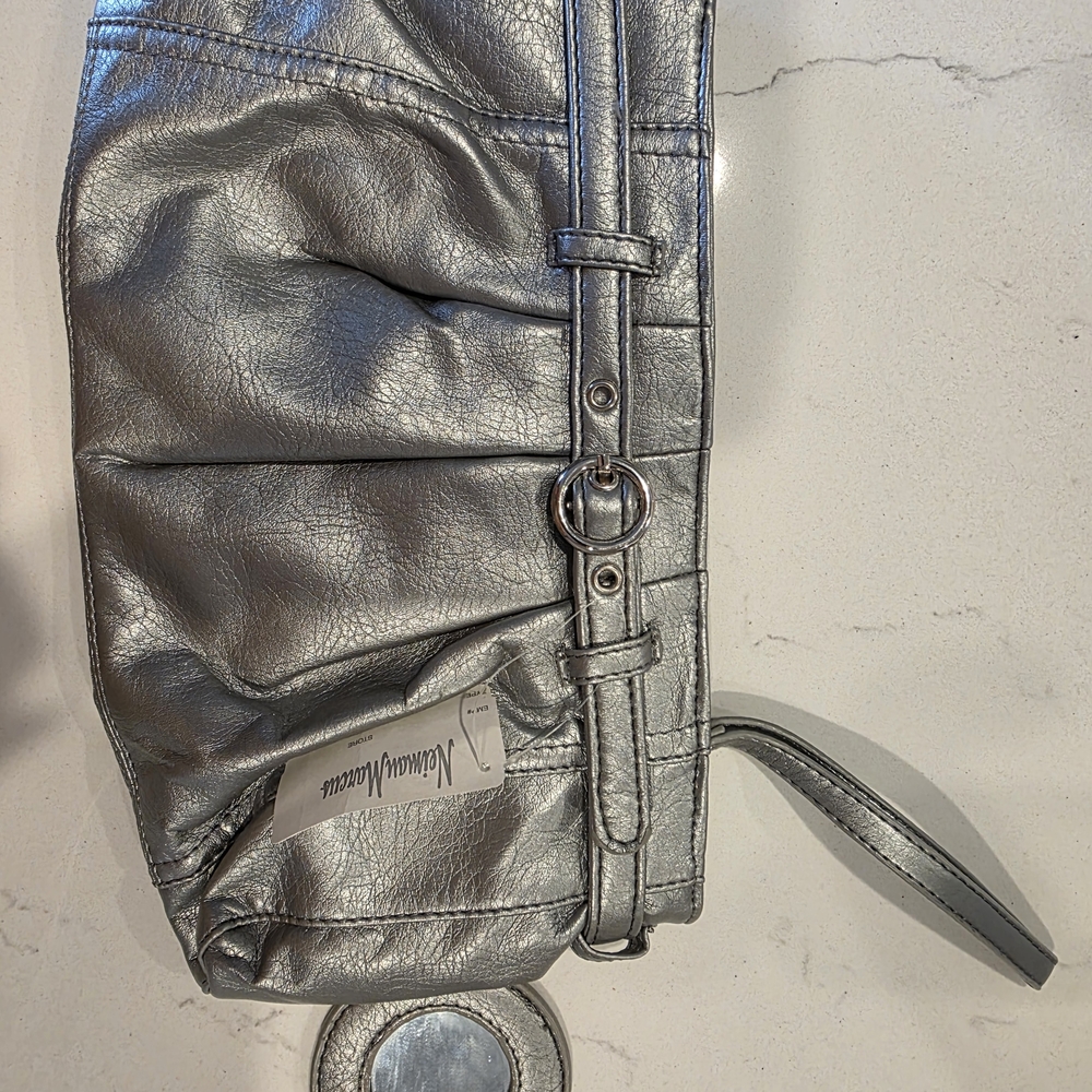 Neiman Marcus Silver Wristlet Clutch